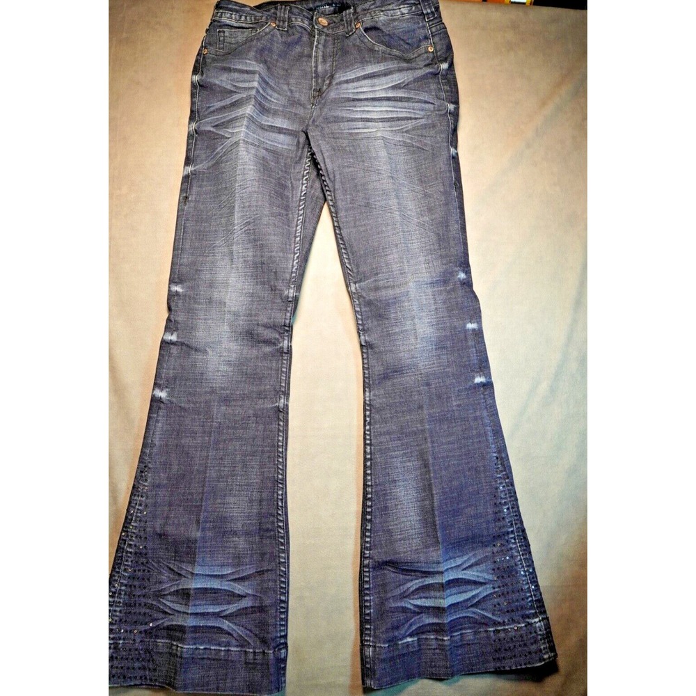 Cowgirl Tuff Co. Sassy Trouser 31x33 Flared Denim Jeans Western Sequins